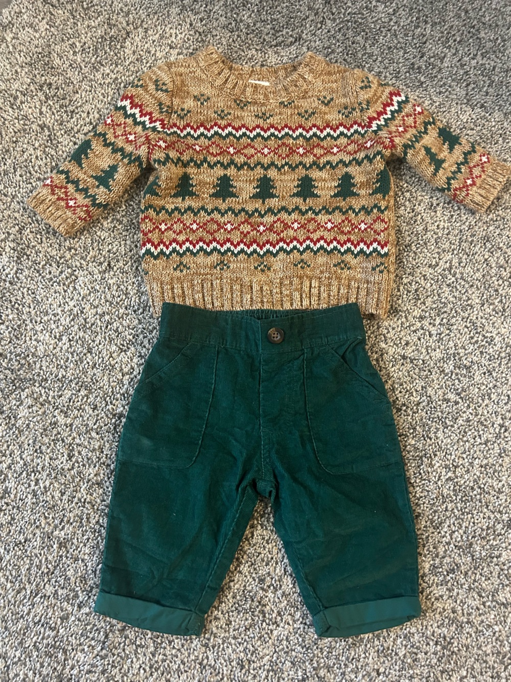 Carter's Christmas Sweater and Corduroy pants 3 months set